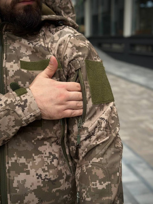 Тактичний костюм Soft Shell Піксель на флісі