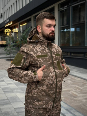 Тактичний костюм Soft Shell Піксель на флісі