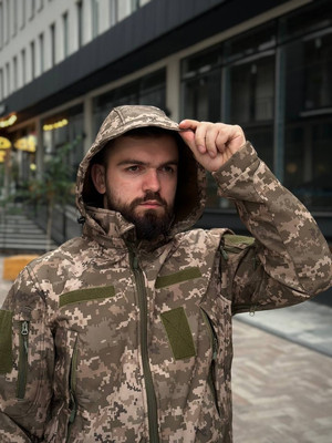 Тактичний костюм Soft Shell Піксель на флісі